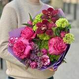 Photo of Bright bouquet with hydrangea and cymbidium «Purple Love»