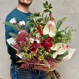 Photo of Winter bouquet with amaryllis and anthurium «Young Winter»