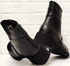 Черные ботинки зима женские ботильоны на каблуке 6 см Guero 264-2547 Black