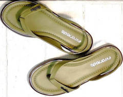Женские кожаные сандали босоножки летние Evromoda 454-411 Olive.