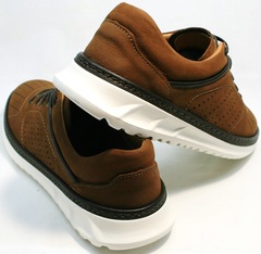 Кожаные кроссовки с перфорацией мужские Vitto Men Shoes 1830 Brown White