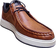 Мокасины кожаные мужские туфли спортивного стиля Arsello 33-19 Brown White.