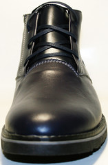 Шкіряні черевики зимові. Чоловічі класичні черевики з хутром Broni Blue Leather.