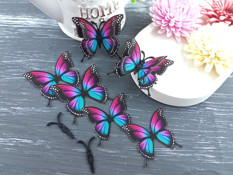 Метелики з тканини вирізані бірюзова фуксія №31