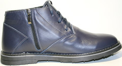 Короткие ботинки мужские зимние кожаные классические. Теплые ботинки  с мехом Broni BlueLeather.