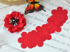 Заготовки пелюсток для квітів з тканини червоні 40 мм (12 шт)