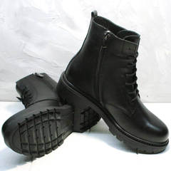 Черные ботинки демисезонные женские Misss Roy 252-01 Black Leather.