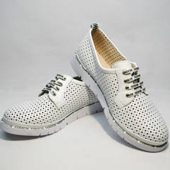 Летние туфли женские кожаные спортивные GUERO G177-63 White