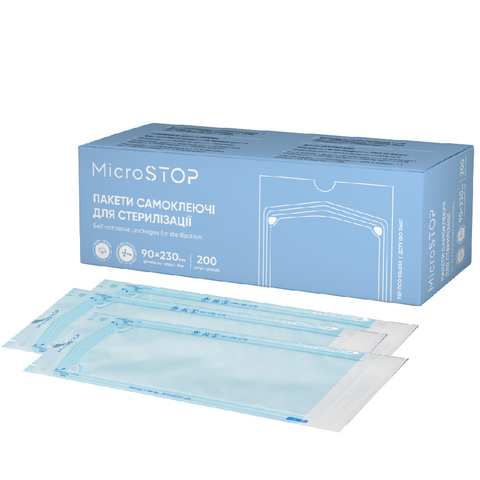 Пакети самоклеючі Microstop для стерилізації в автоклаві 90×230 мм, 200 шт