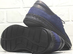 Красивые мокасины туфли мужские без каблука city casual Luciano Bellini 91268-S-321 Black Blue.