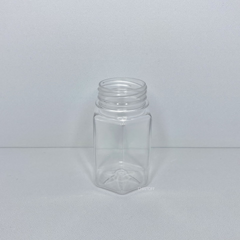 Бутылка 100 мл с широким горлом шестигранная ø 38 мм прозрачная
