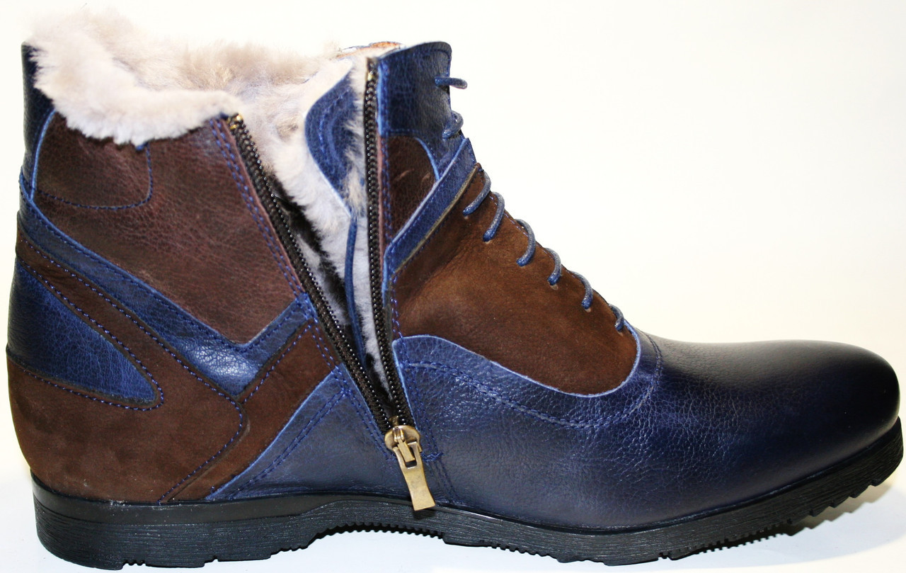 Зимние кожаные ботинки с натуральным мехом