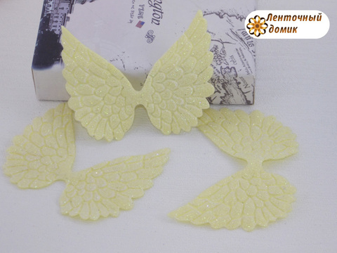 Декор глиттерный крылья большие лимонные