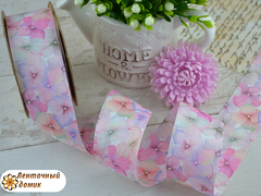 Стрічка текстильна Корея  Ніжні квіти рожеві