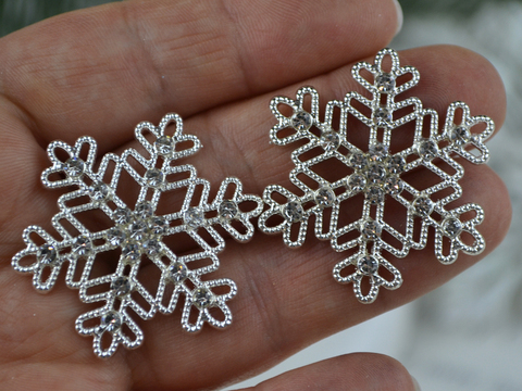 Декор сніжинка ажурна зі стразами