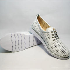 Спортивные туфли дерби женские кожаные с перфорацией GUERO G177-63 White