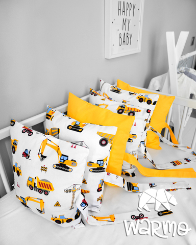 Набір бортиків-подушок в ліжечко 30x30см БУДІВНИЦТВО