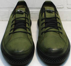 Закрытые туфли кеды без шнурков мужские Luciano Bellini C2801 Nb Khaki.