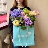 Photo of Sophisticated bouquet with peonies and gerberas «Stars over the fog»