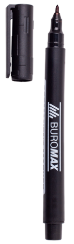 Маркер водостойкий BUROMAX, спиртовая основа (1 мм), черный (BM.8704-01)|