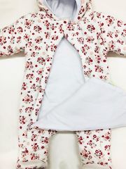 Комбинезон велюровый утепленный для новорожденного Kid цветочки