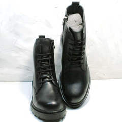 Осенние ботиночки на шнурках женские Misss Roy 252-01 Black Leather.