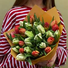 25 тюльпанів у букеті «Яскрава ніжність»