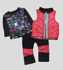 Костюм 3в1, бавовна, двунитка з начосом, плащовка: жилетка, штани, світшот "Agumini"