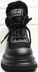 Кожаные ботинки женские кроссовки черные Marani Magli 22-113-104 Black.