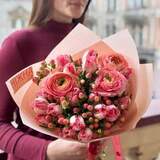 Photo of Spring bouquet in coral shades with tulips «Bright Spring»