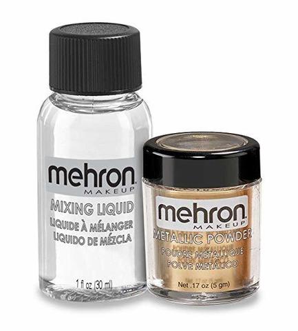 MEHRON Металлическая пудра-порошок Metallic Powder (5 г) с жидкостью для смешивания Mixing Liquid (30 г), Gold (Золото)