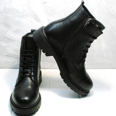 Грубые ботинки осенние женские Misss Roy 252-01 Black Leather.