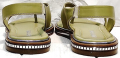 Кожаные босоножки женские без каблука Evromoda 454-411 Olive.