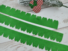 Фантазійна стрічка Диско з пелюстками та зеленими блискучими крапками шириною 3 см