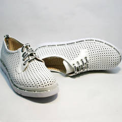Дерби обувь женская с перфорацией GUERO G177-63 White