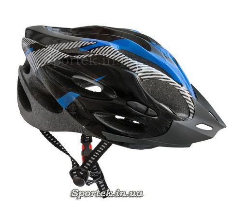 Велосипедный шлем черно-серо-синий размер 55-58