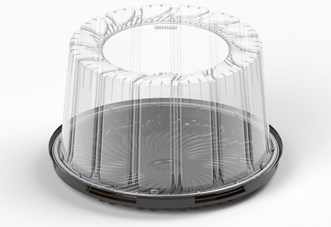 Контейнер пластиковый для торта IT-110 ПС/ПЭТ (196х110 мм, 2300 мл) черное дно, крышка прозрачная