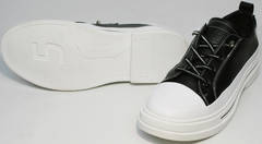 Стильные женские кеды туфли на низком широком каблуке El Passo sy9002-2 Sport Black-White.