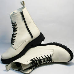 Модные ботинки кожаные женские зимние Ari Andano 740 Milk Black.