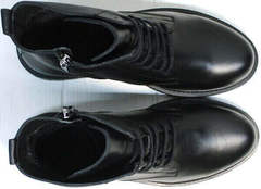 Черные кожаные ботинки женские на шнуровке осень весна Misss Roy 252-01 Black Leather.