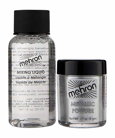 MEHRON Металева пудра-порошок Metallic Powder (5 г) з рідиною для змішування Mixing Liquid (30 г), Silver (Срібло)