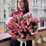 Photo of Exquisite two-tone classic tulips in a bouquet «Spring Touch»