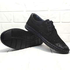 Мужские мокасины туфли дерби стиль кэжуал Luciano Bellini 91754-S-315 All Black.