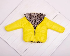 Двостороння куртка дитяча демісезонна FF жовта с бежевим