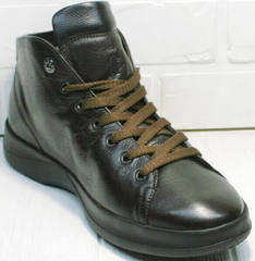 Модные кожаные ботинки кроссовки для ежедневной ходьбы мужские Ikoc 1770-5 B-Brown.
