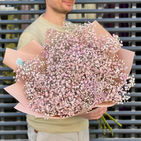 19 branches of gypsophila in a bouquet «Pink galaxy», Flowers: Gypsophila