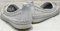 Кожаные мокасины женские туфли на низком ходу Rozen 212 White.
