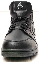 Мужские кожаные кеды кроссовки на зиму Nike Air Jordan 1 Retro High Winter BV3802-945 All Black