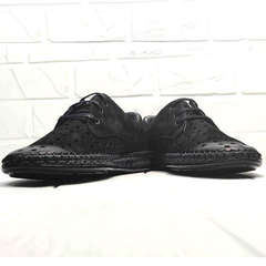Красивые туфли мокасины мужские кожаные кэжуал стиль Luciano Bellini 91754-S-315 All Black.