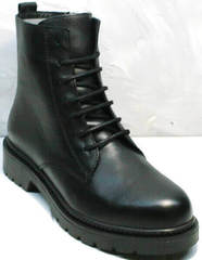 Демисезонные женские ботинки на шнурках Misss Roy 252-01 Black Leather.